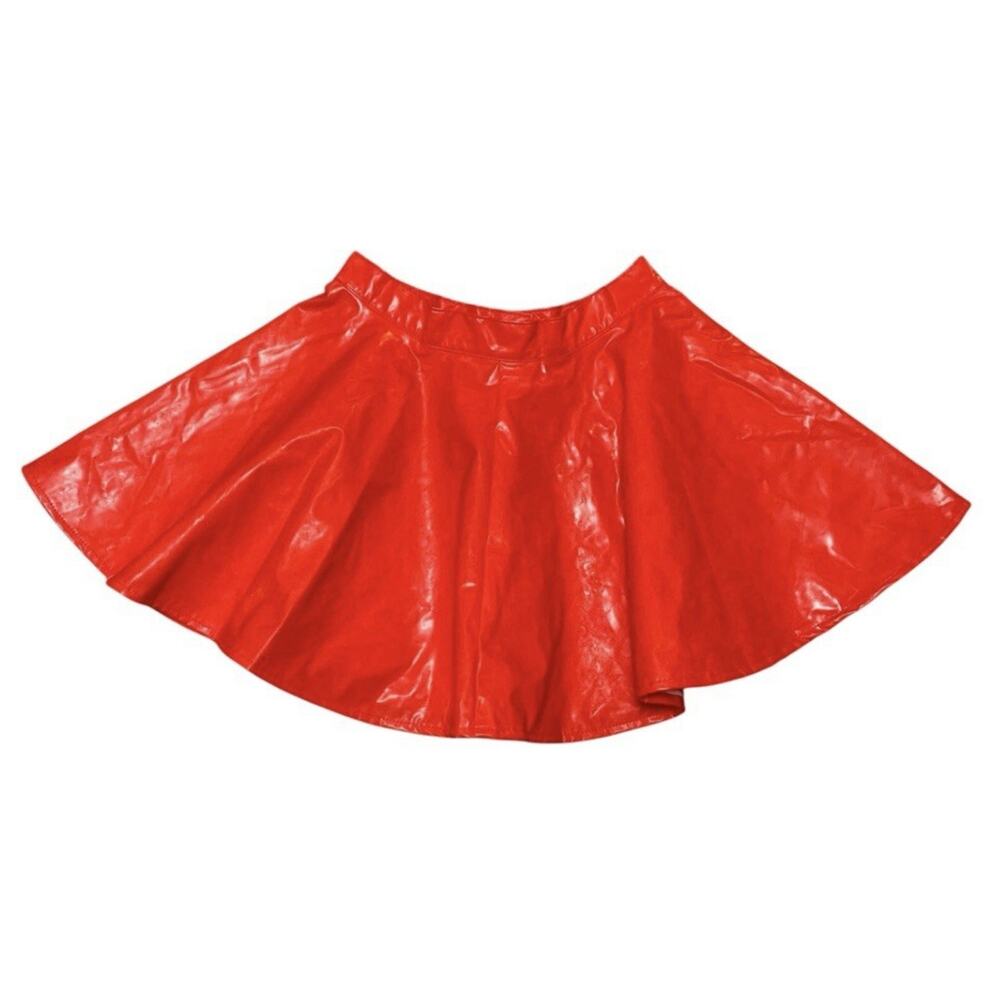 Vintage Y2K Leg Avenue Red Vinyl Flare Mini Skirt NWT Size S Goth Rave